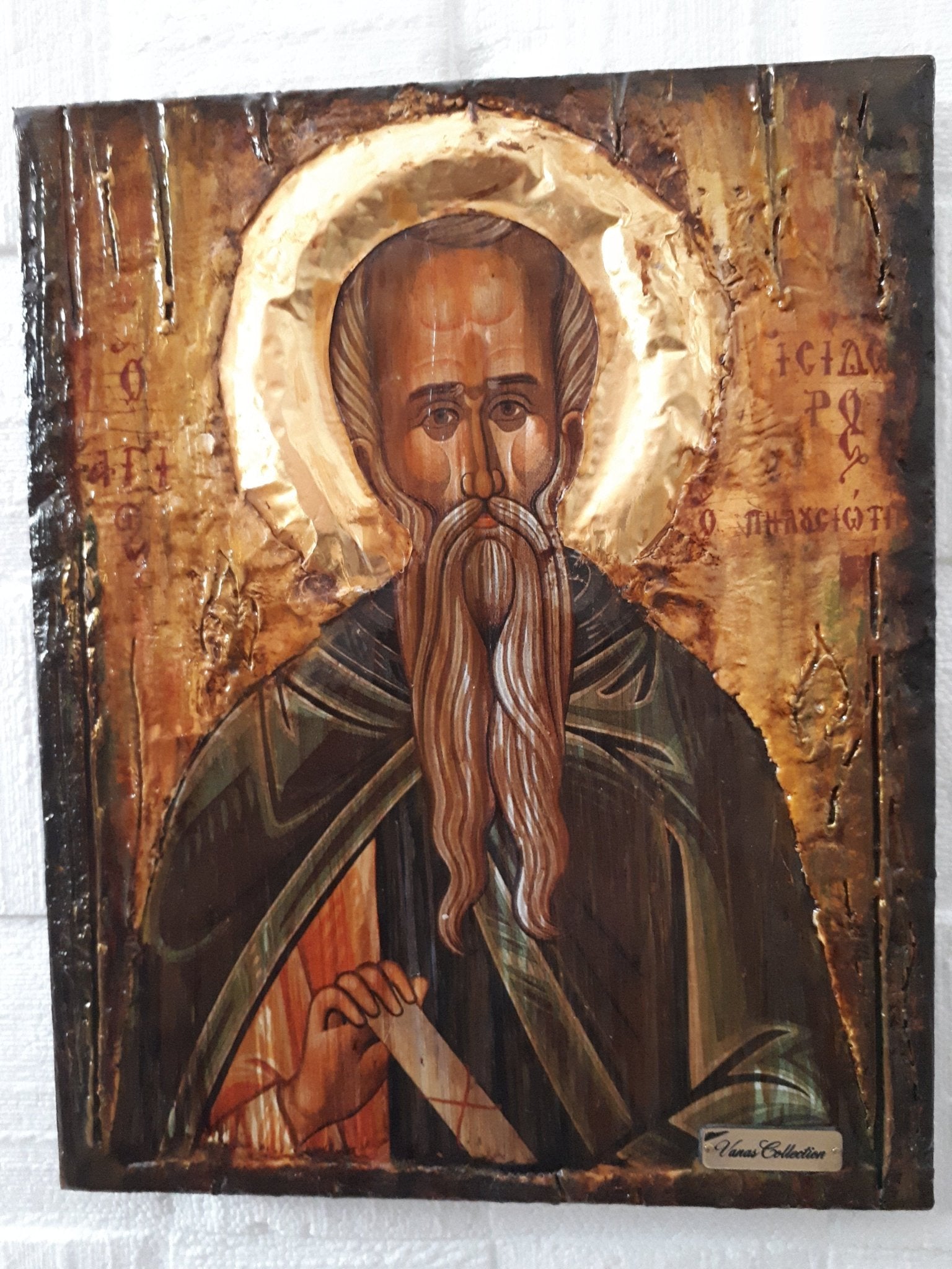 Saint St. Isidoros Pilousiotis Icon Handmade Orthodox Byzantine Russian Icons - Vanas Collection