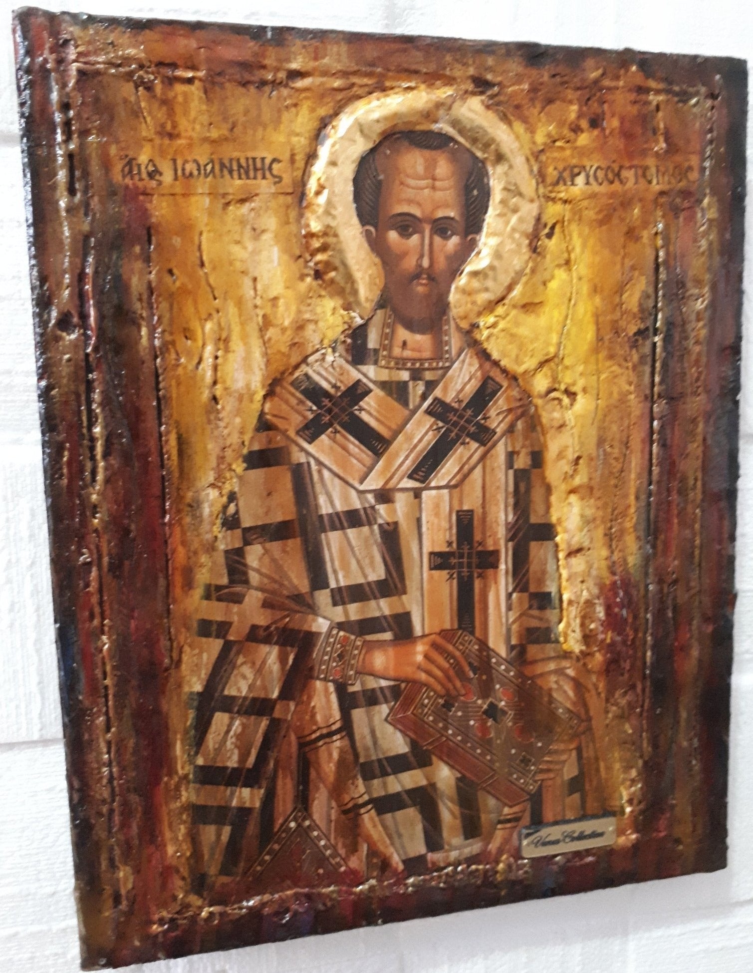 Saint St. John Chrysostom - Greek Russian Orthodox Byzantine Antique Style Icons - Vanas Collection