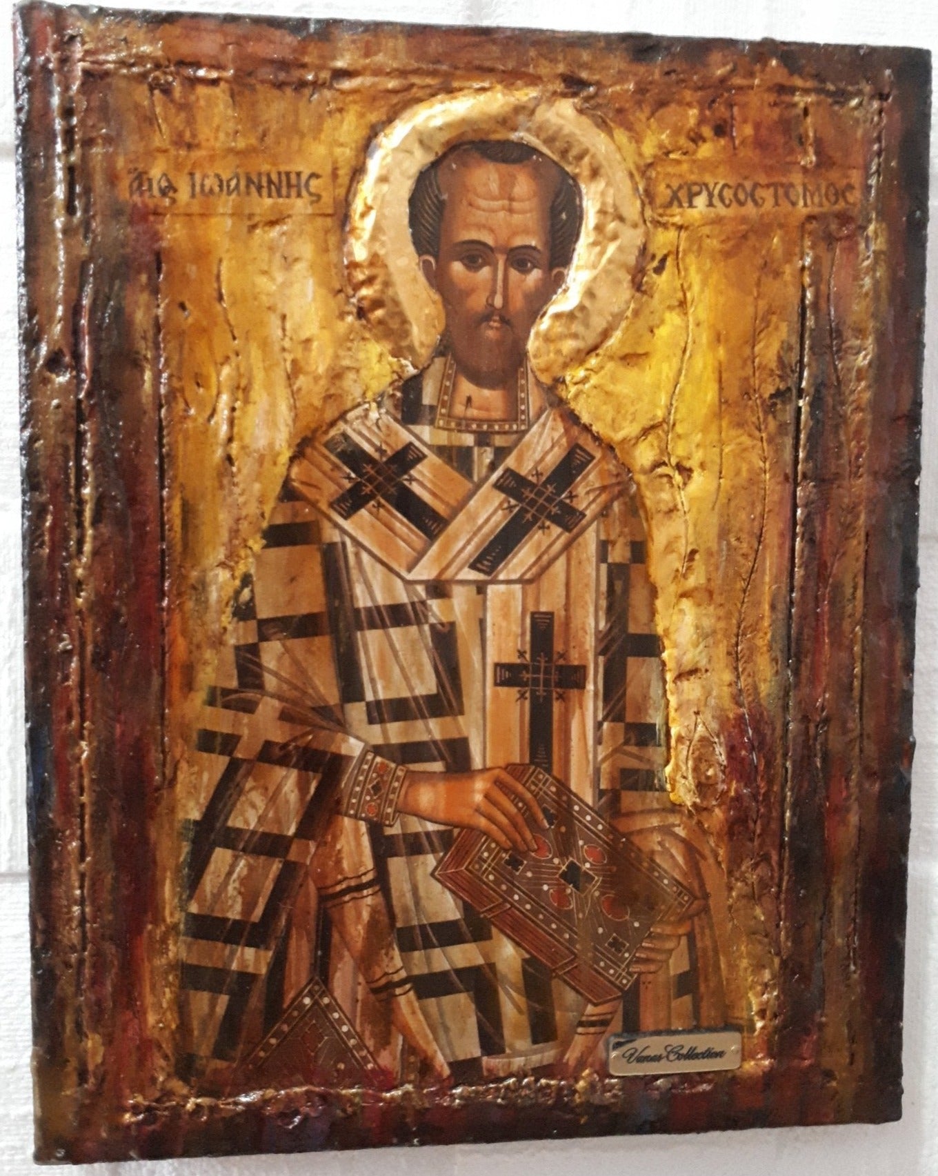 Saint St. John Chrysostom - Greek Russian Orthodox Byzantine Antique Style Icons - Vanas Collection