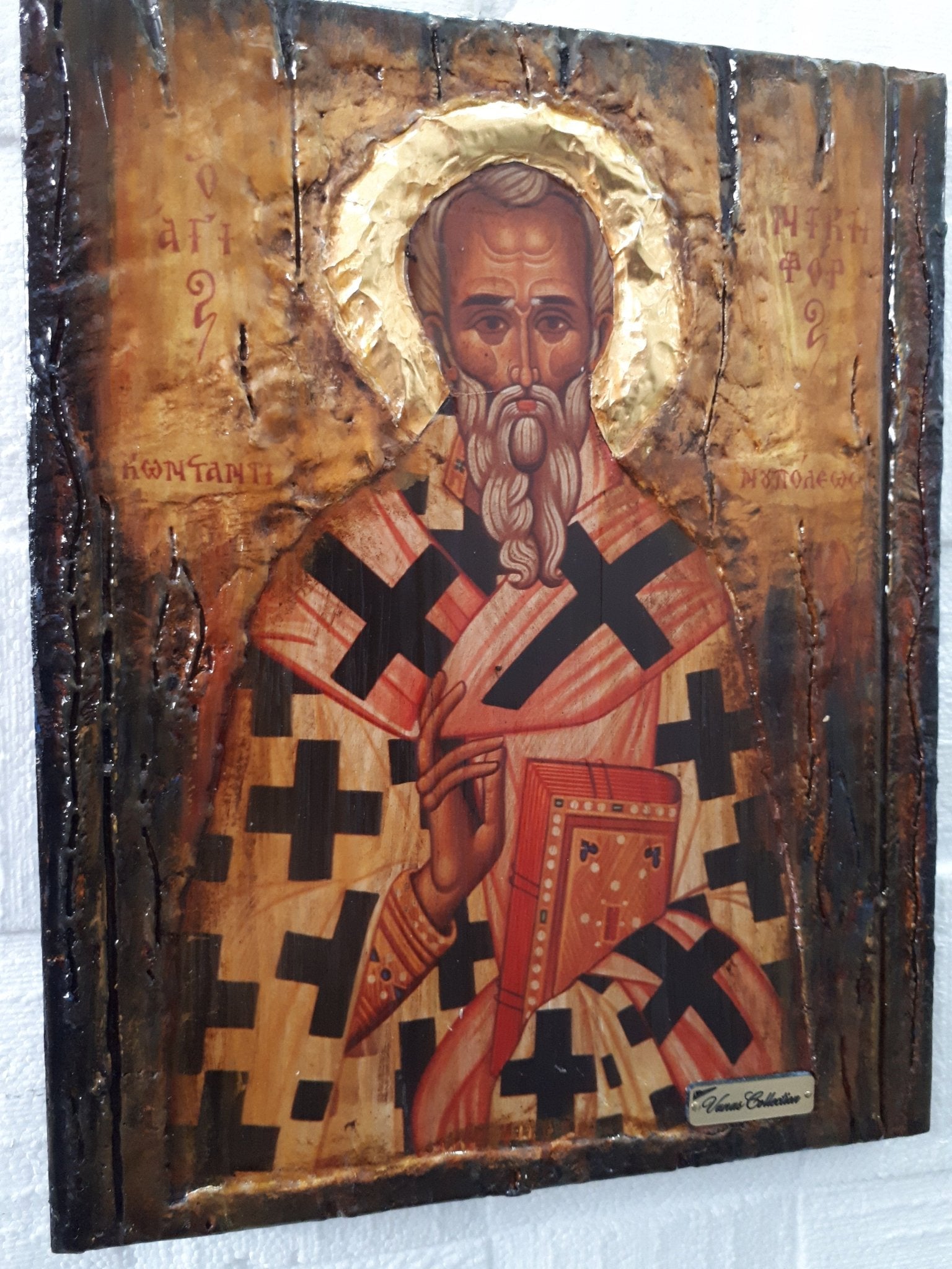 Saint St Nicephorus, Nikiforos Patriarch Of Constantinople Wooden Greek Icon - Vanas Collection