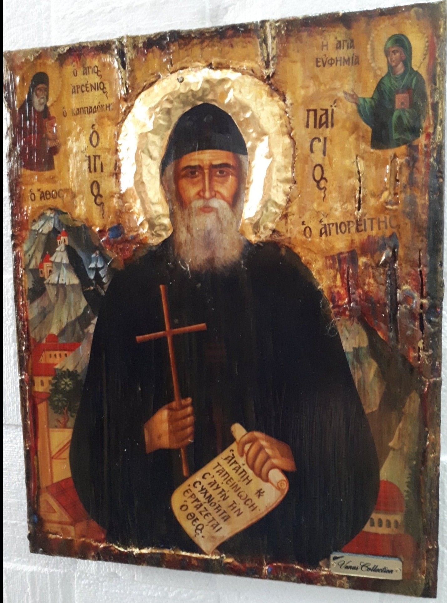 Saint St Paisios of Mount Athos Icon-Handmade Greek Orthodox Byzantine Icons - Vanas Collection