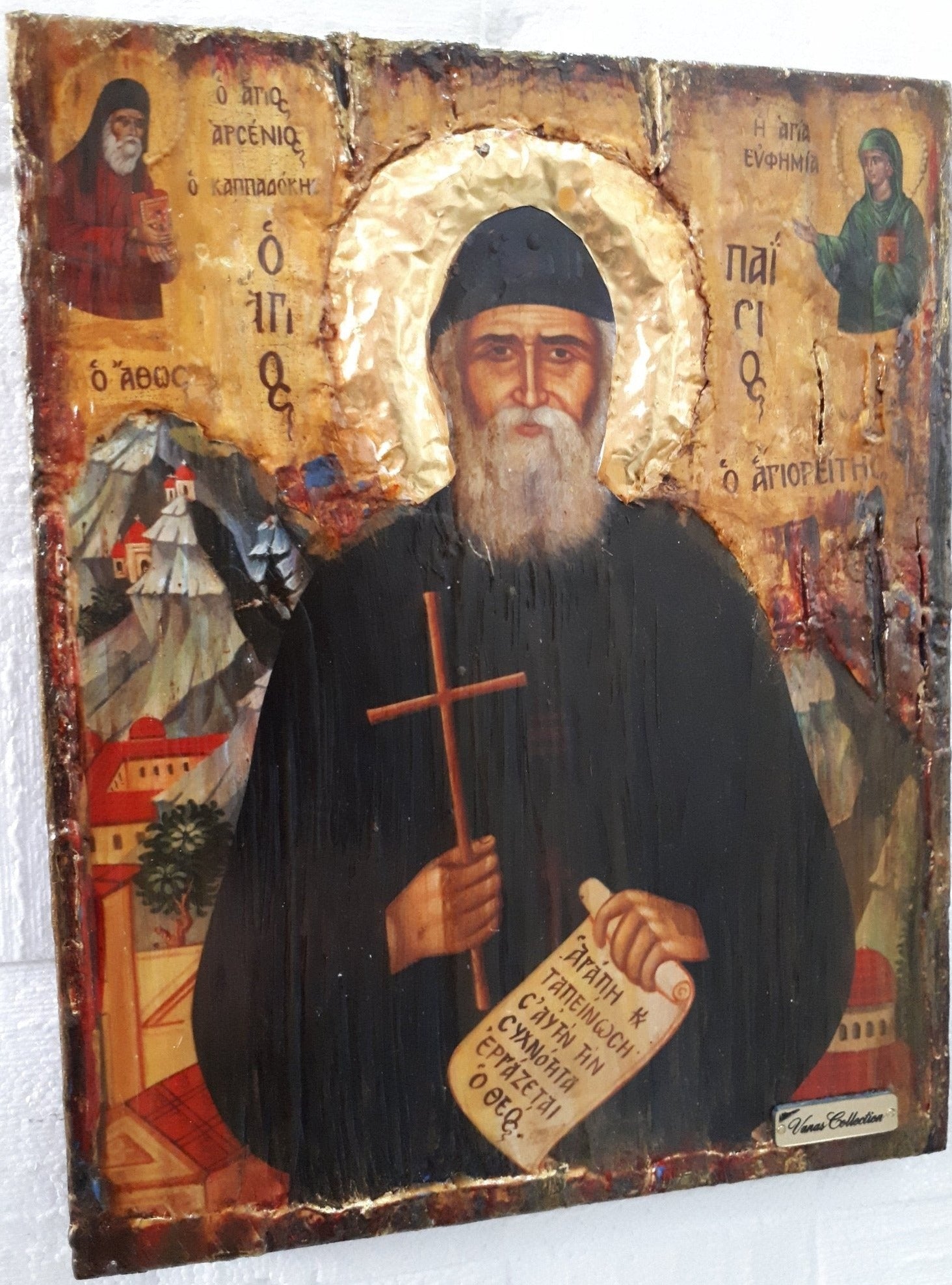 Saint St Paisios of Mount Athos Icon-Handmade Greek Orthodox Byzantine Icons - Vanas Collection