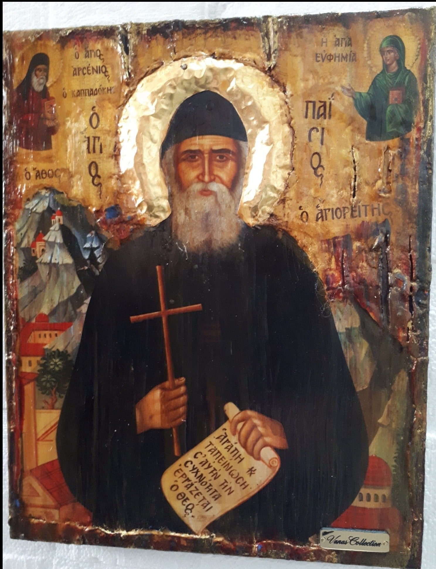 Saint St Paisios of Mount Athos Icon-Handmade Greek Orthodox Byzantine Icons - Vanas Collection