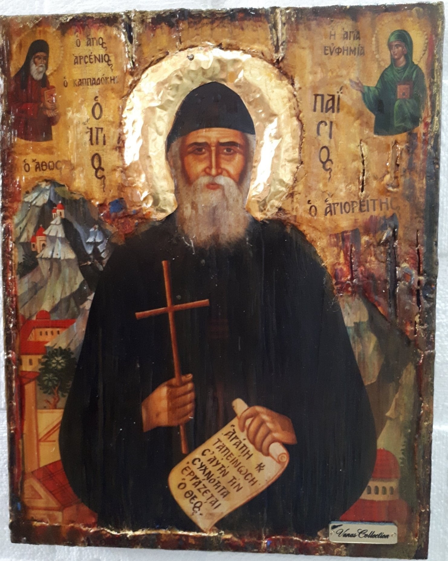 Saint St Paisios of Mount Athos Icon-Handmade Greek Orthodox Byzantine Icons - Vanas Collection