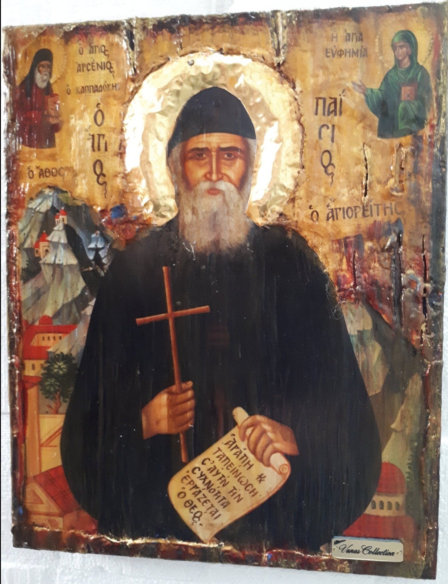 Saint St Paisios of Mount Athos Icon-Handmade Greek Orthodox Byzantine Icons - Vanas Collection