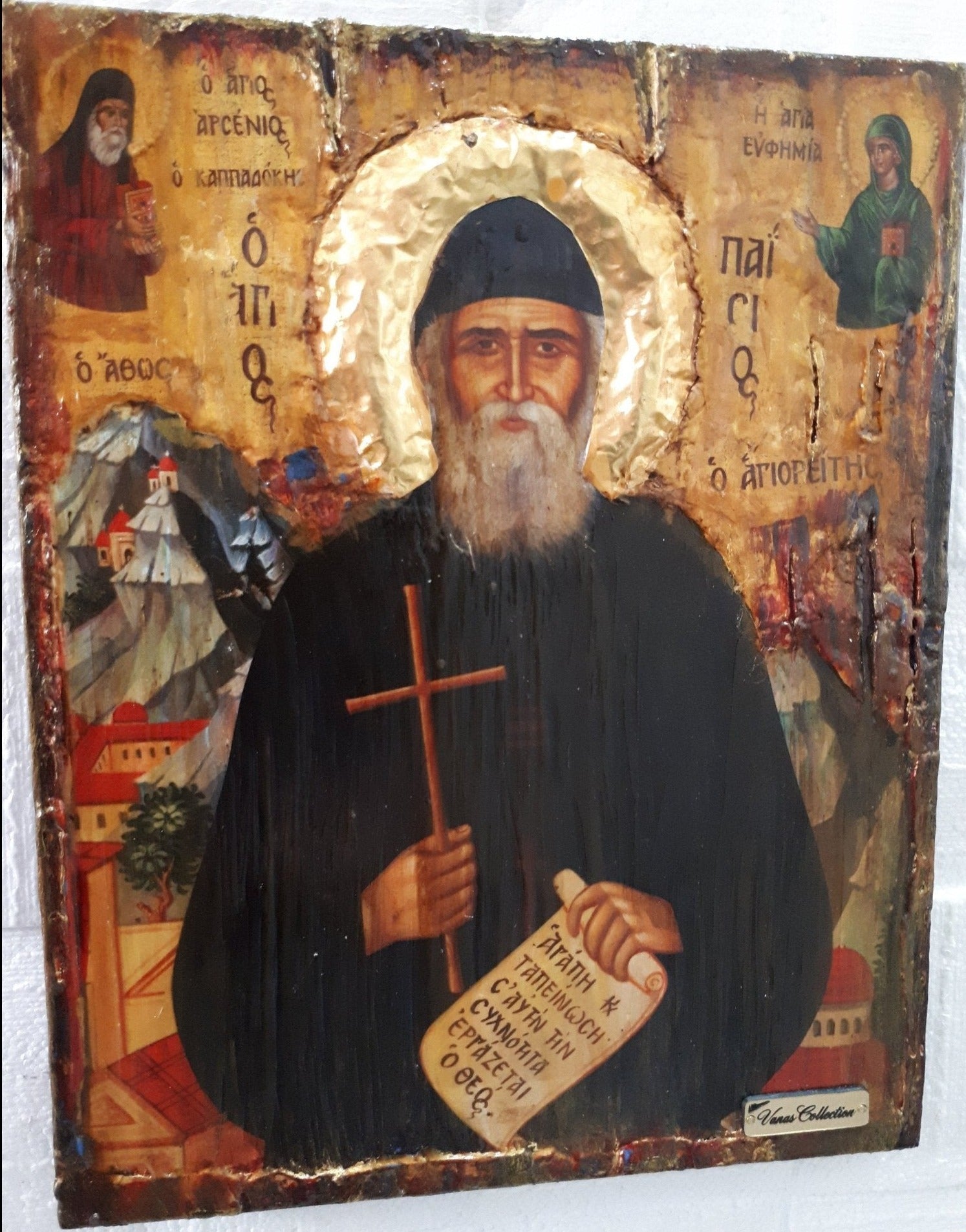 Saint St Paisios of Mount Athos Icon-Handmade Greek Orthodox Byzantine Icons - Vanas Collection