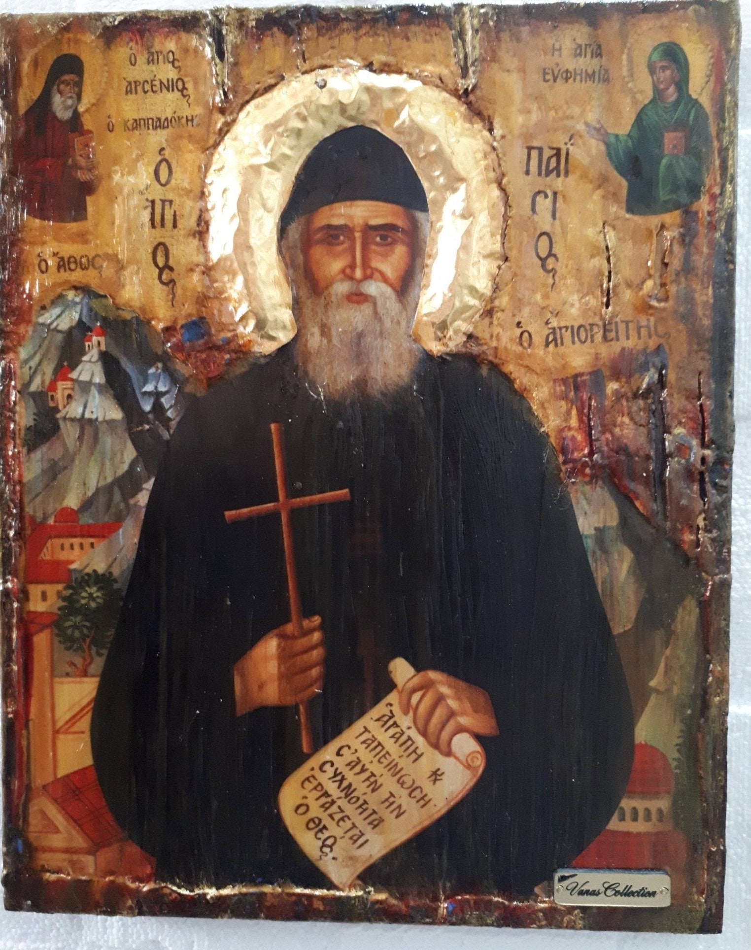 Saint St Paisios of Mount Athos Icon-Handmade Greek Orthodox Byzantine Icons - Vanas Collection