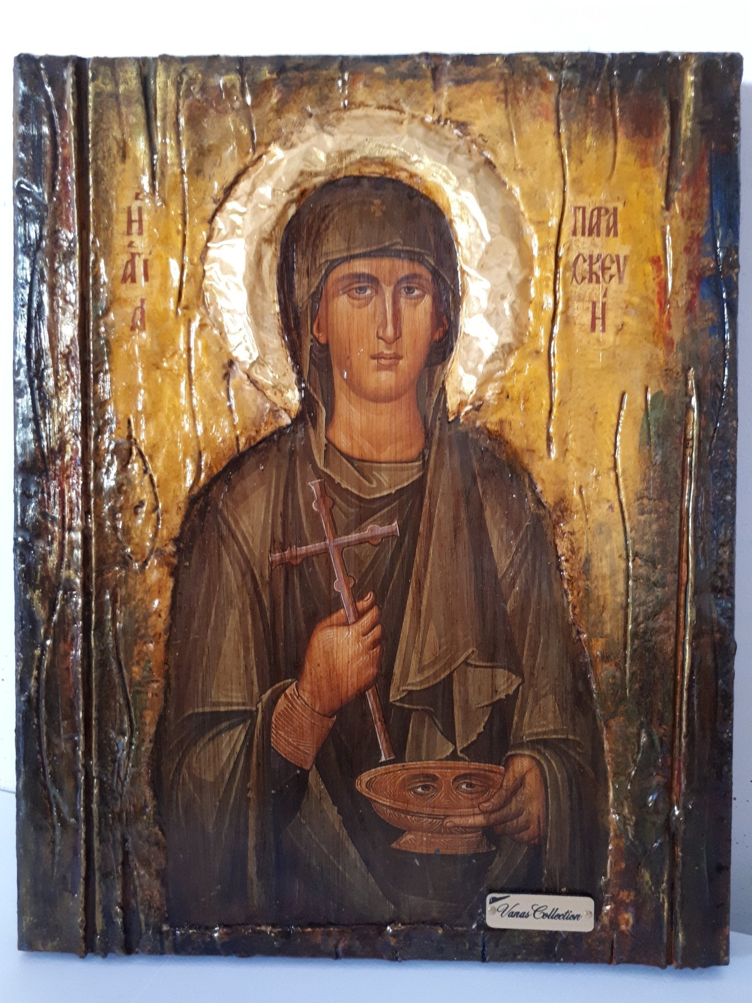 Saint St. Paraskevi Handmade Greek Byzantine Icons-Orthodox Icon Antique Style - Vanas Collection