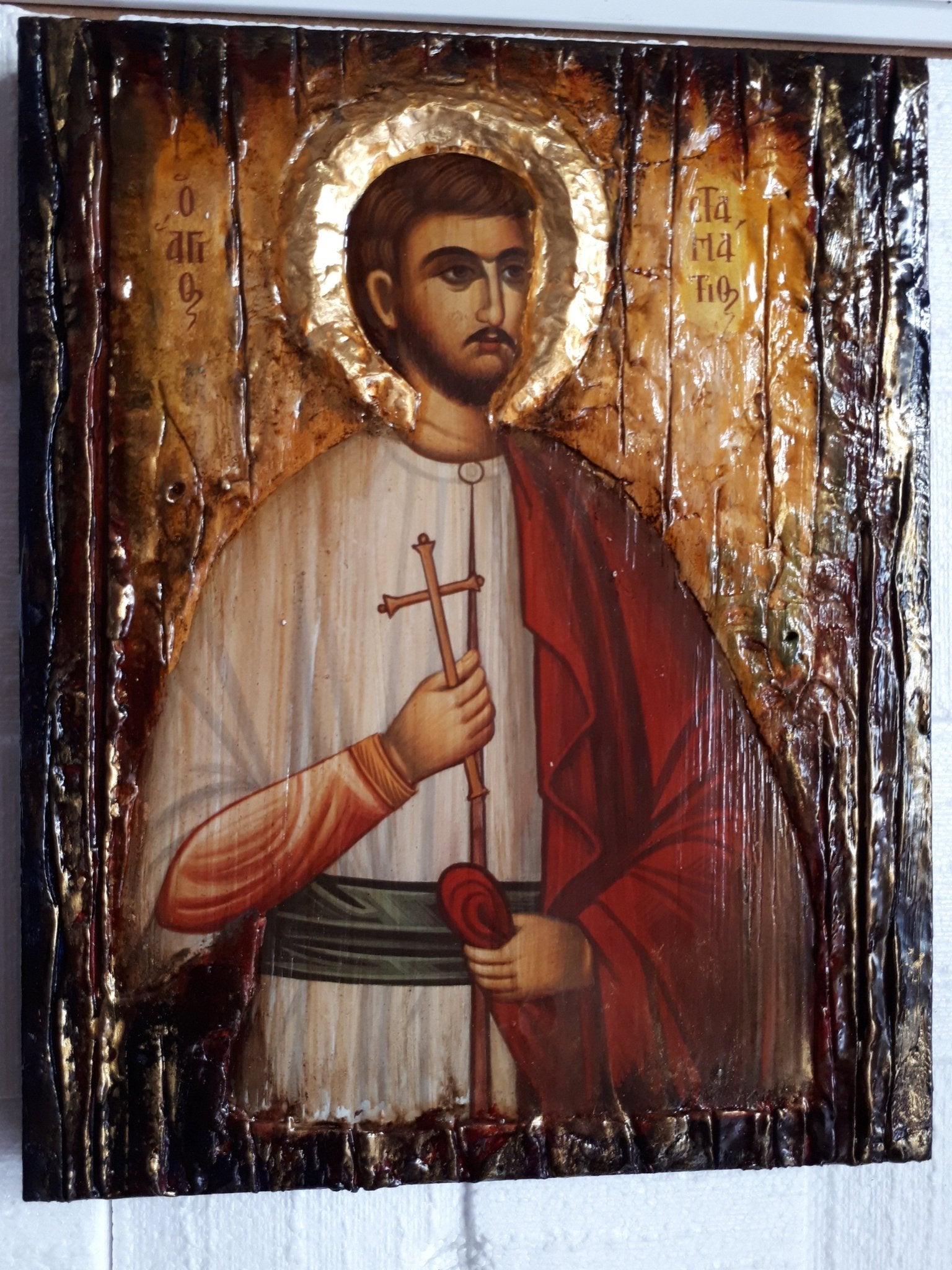 Saint St. Stamatios on Wood Icon-Orthodox Greek Christian Byzantine Icons - Vanas Collection