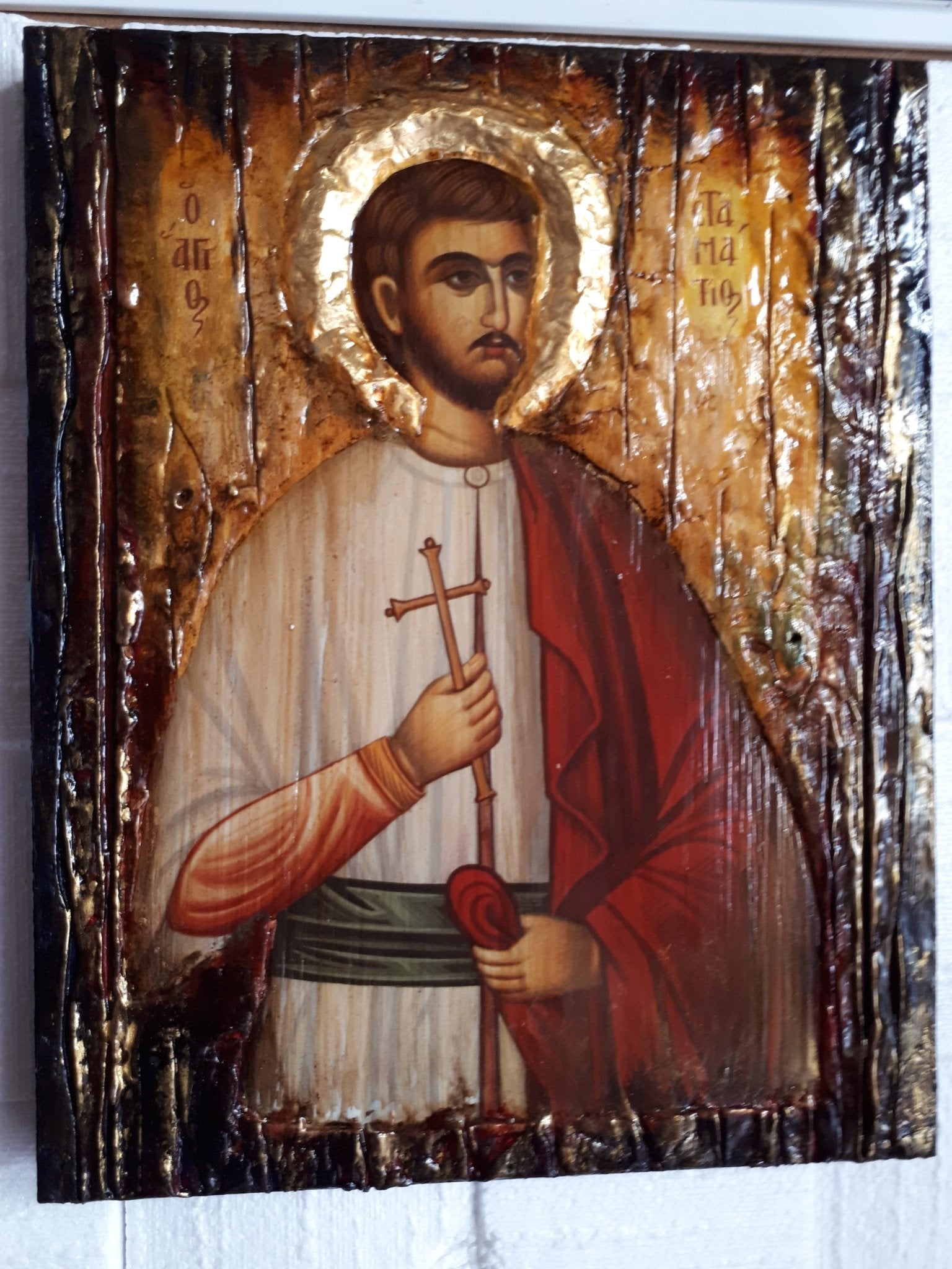 Saint St. Stamatios on Wood Icon-Orthodox Greek Christian Byzantine Icons - Vanas Collection