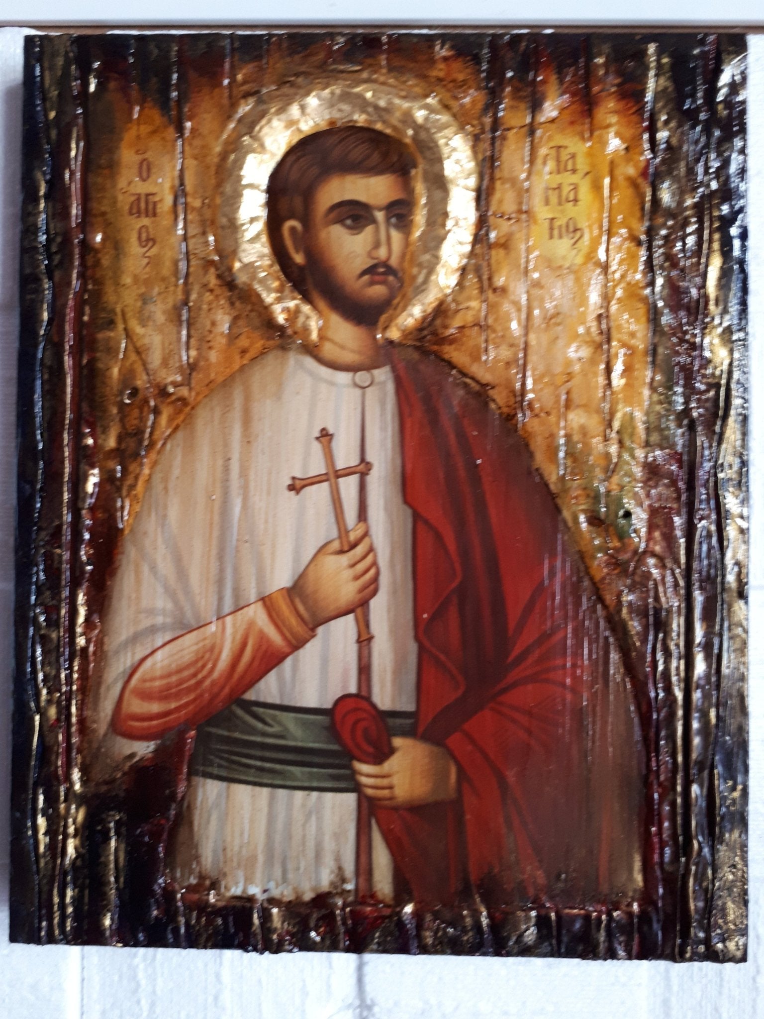 Saint St. Stamatios on Wood Icon-Orthodox Greek Christian Byzantine Icons - Vanas Collection