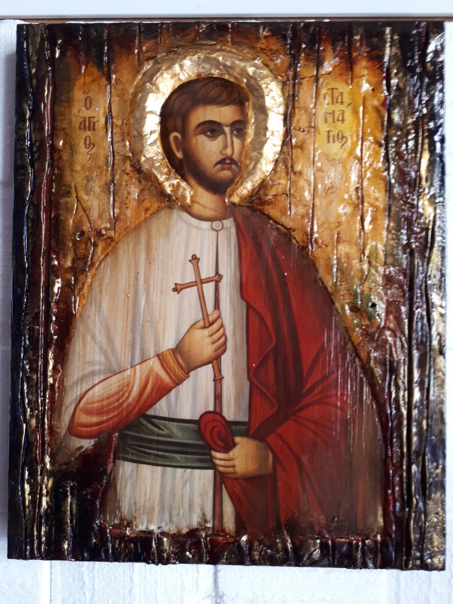 Saint St. Stamatios on Wood Icon-Orthodox Greek Christian Byzantine Icons - Vanas Collection