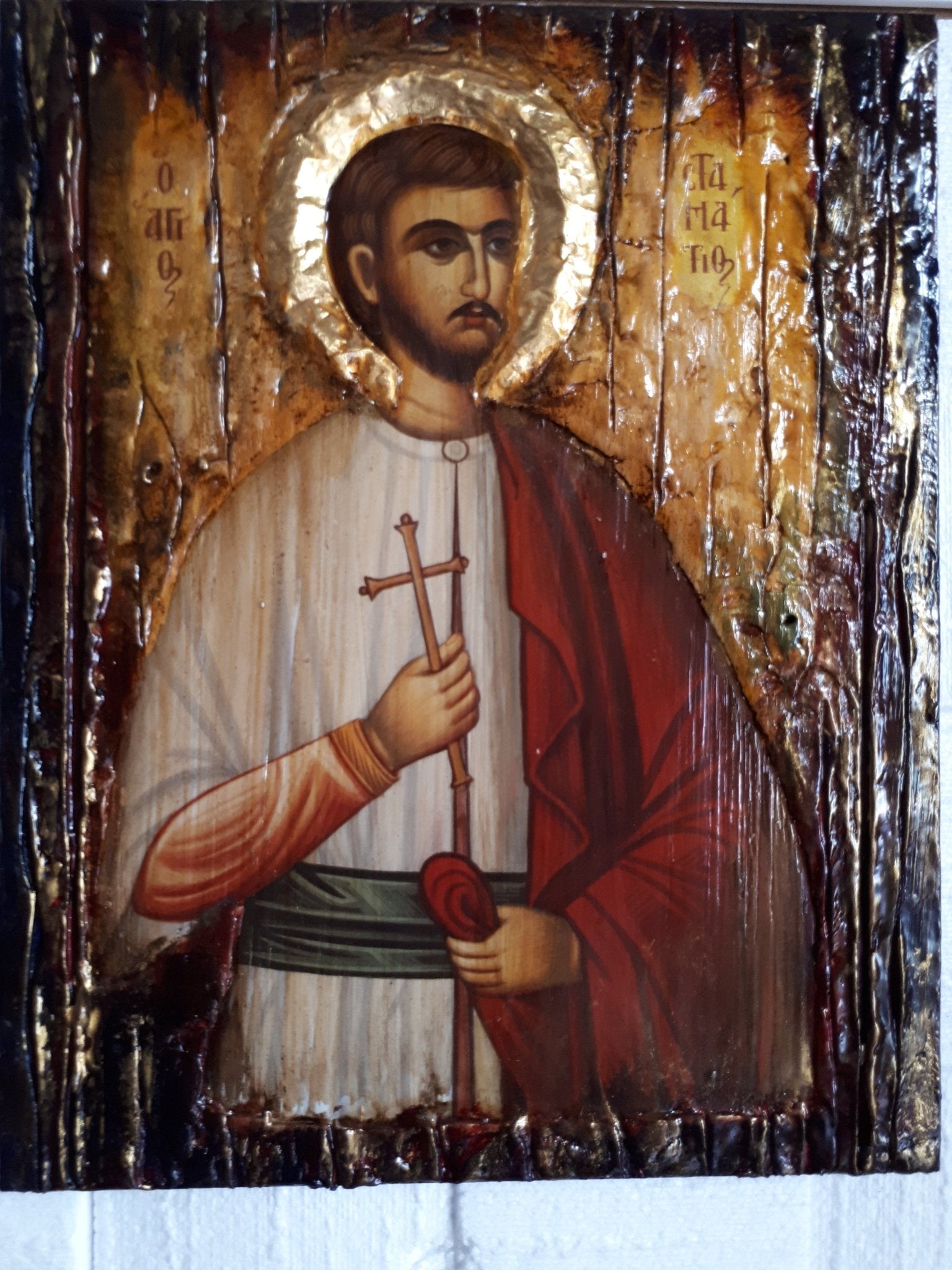 Saint St. Stamatios on Wood Icon-Orthodox Greek Christian Byzantine Icons - Vanas Collection