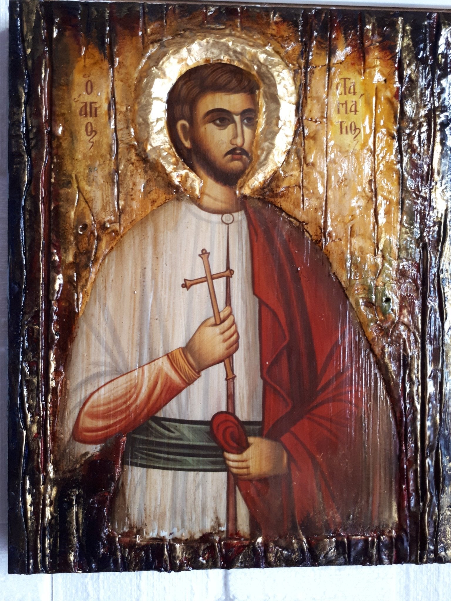 Saint St. Stamatios on Wood Icon-Orthodox Greek Christian Byzantine Icons - Vanas Collection