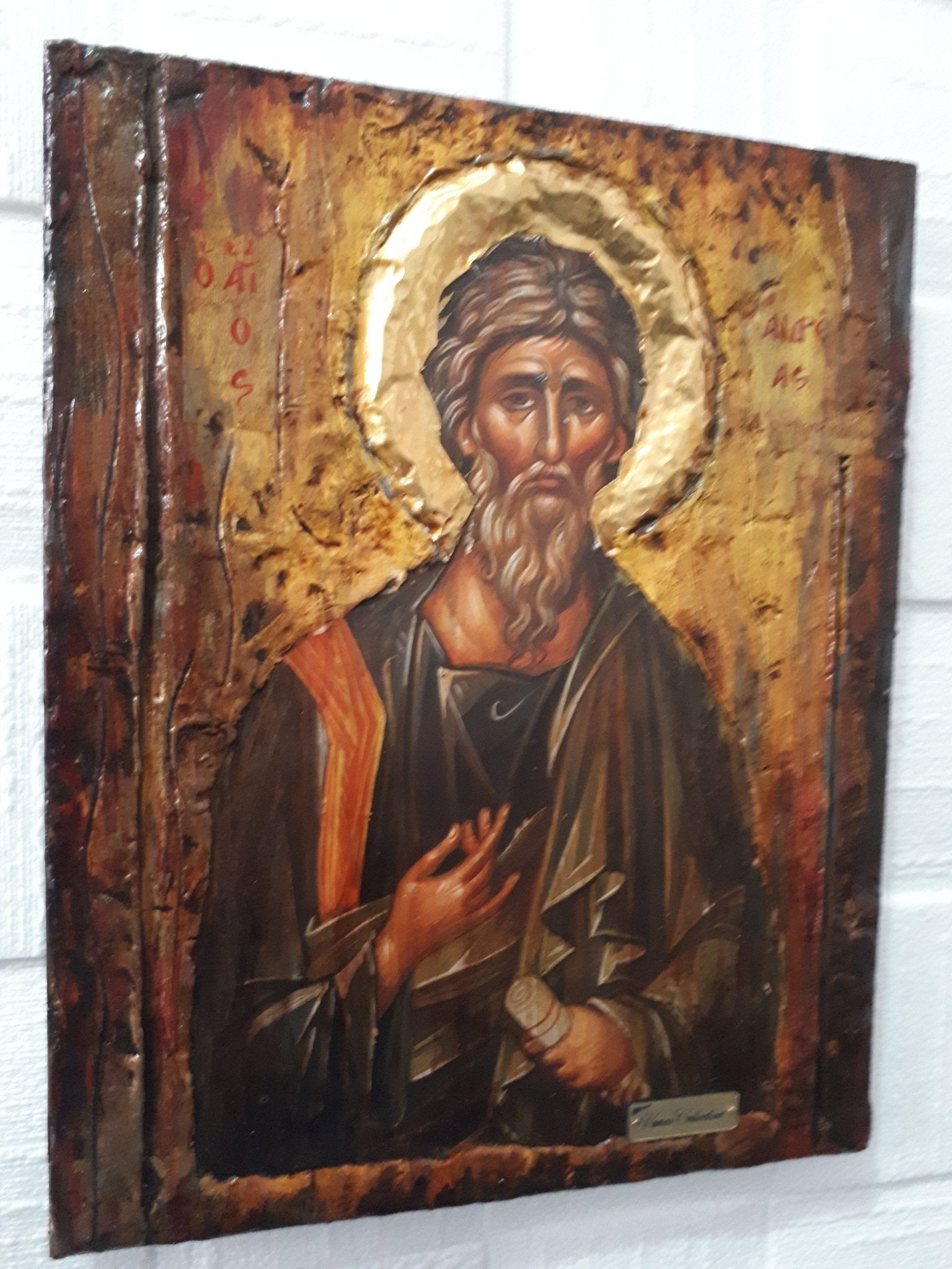 St. Andrew the Apostle-Handmade Greek Byzantine Icon-Orthodox Icon Antique - Vanas Collection