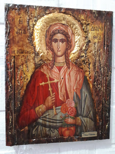 St. Dorothea Dorothy the Martyr of Caesarea Icon-Wooden Greek Byzantine Icons - Vanas Collection