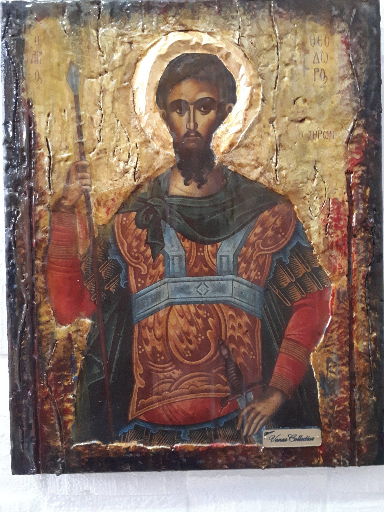 St. Theodore Tiron Tyrone Icon-Greek Russian Orthodox Byzantine Handmade Icons - Vanas Collection