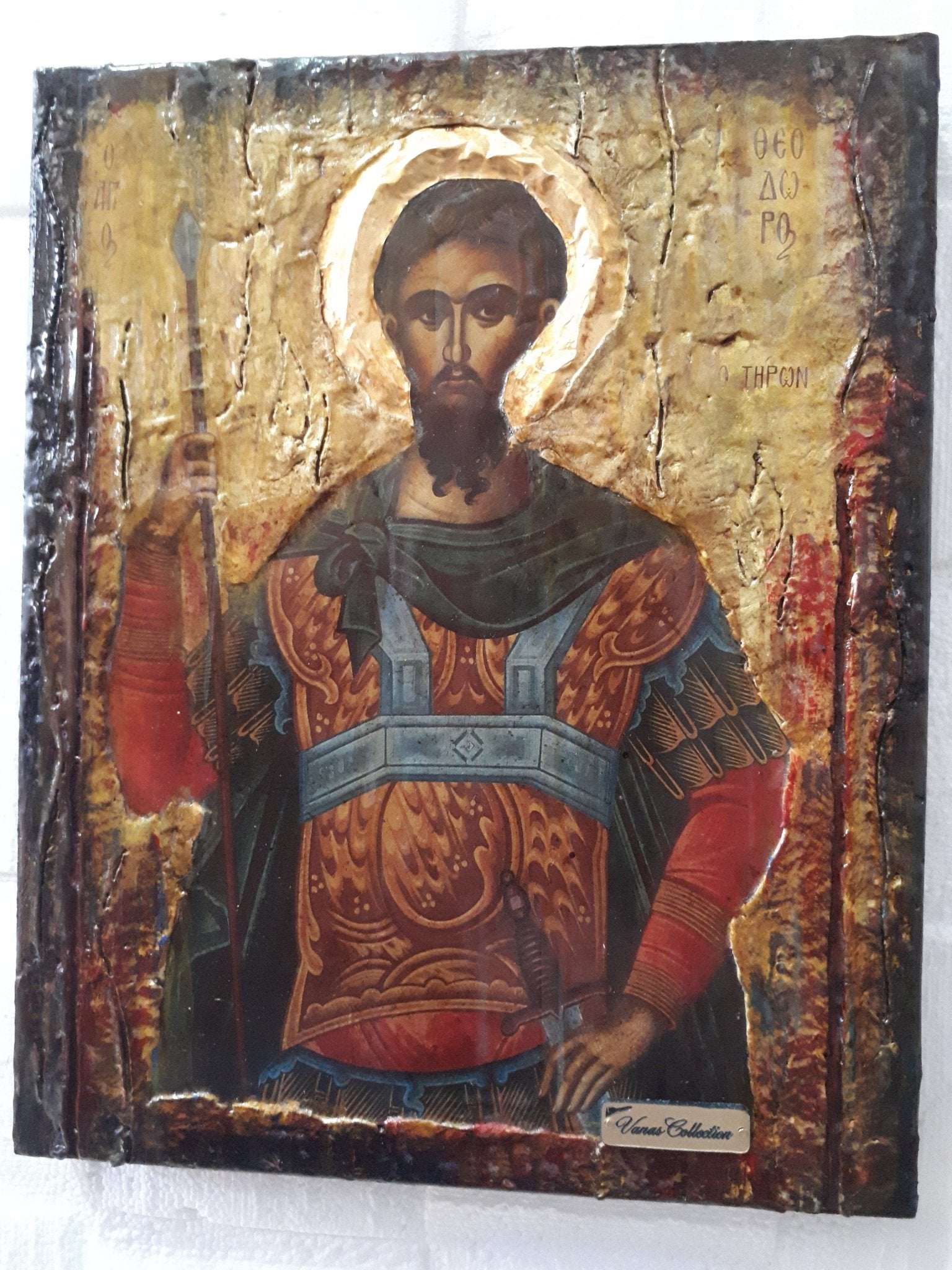 St. Theodore Tiron Tyrone Icon-Greek Russian Orthodox Byzantine Handmade Icons - Vanas Collection