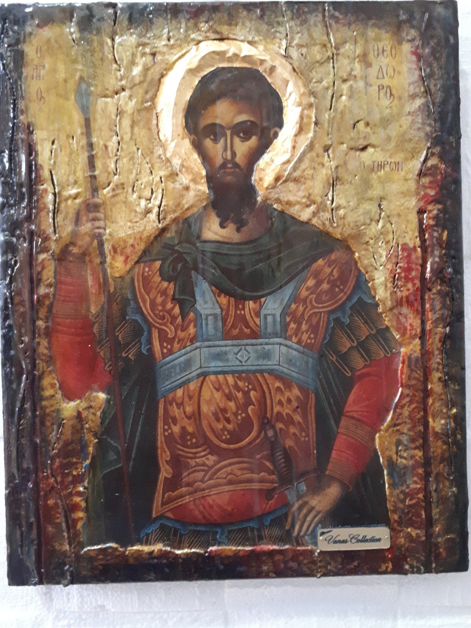 St. Theodore Tiron Tyrone Icon-Greek Russian Orthodox Byzantine Handmade Icons - Vanas Collection