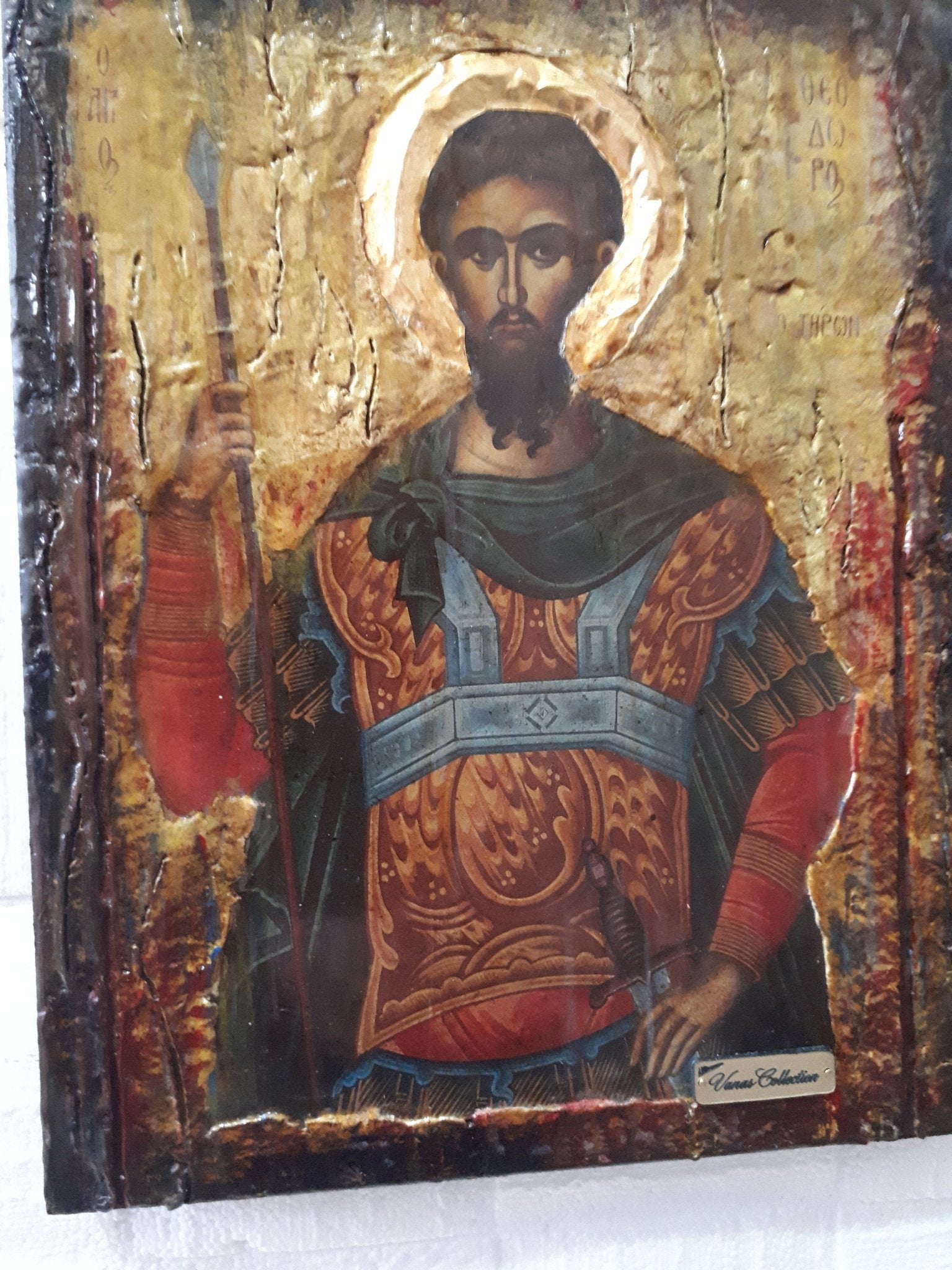 St. Theodore Tiron Tyrone Icon-Greek Russian Orthodox Byzantine Handmade Icons - Vanas Collection