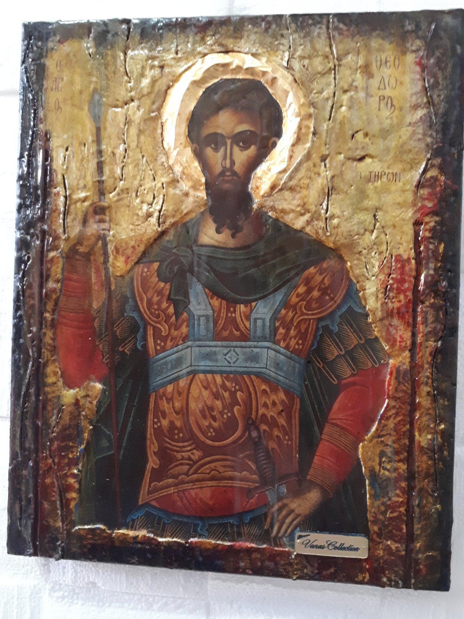 St. Theodore Tiron Tyrone Icon-Greek Russian Orthodox Byzantine Handmade Icons - Vanas Collection