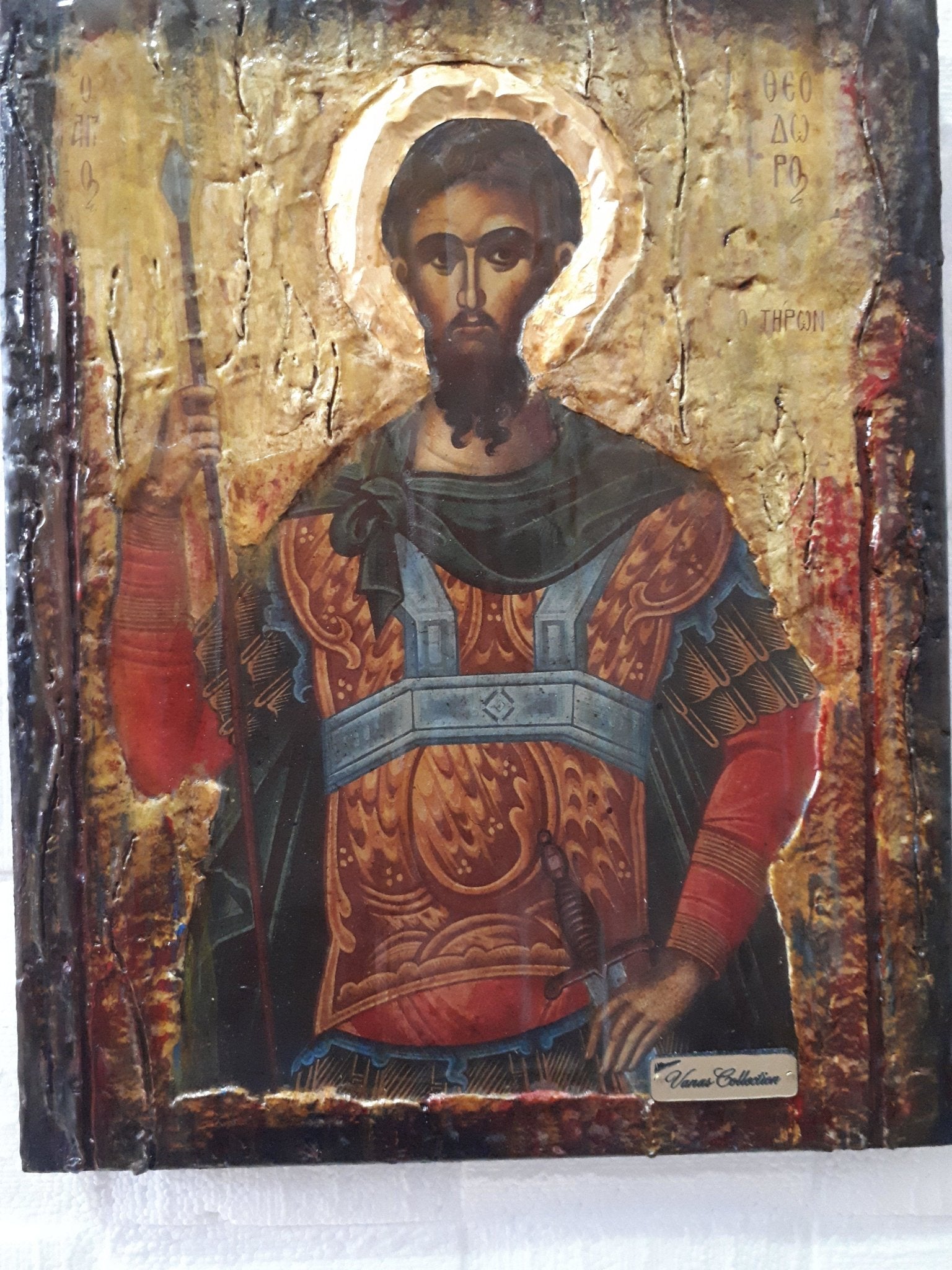 St. Theodore Tiron Tyrone Icon-Greek Russian Orthodox Byzantine Handmade Icons - Vanas Collection