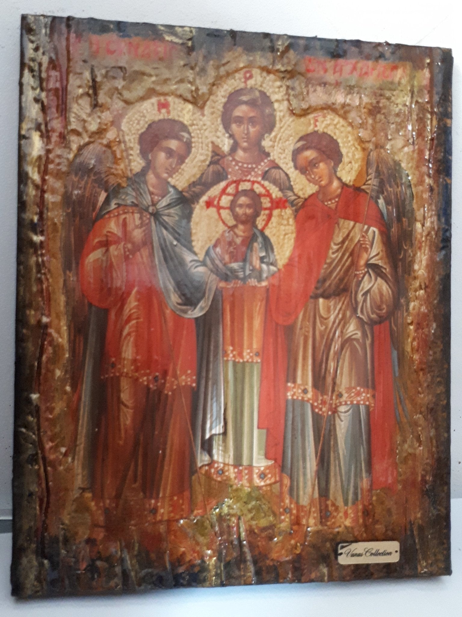 Synaxis Gathering of the Archangels Icon-Greek Byzantine Christian Handmade Icons - Vanas Collection