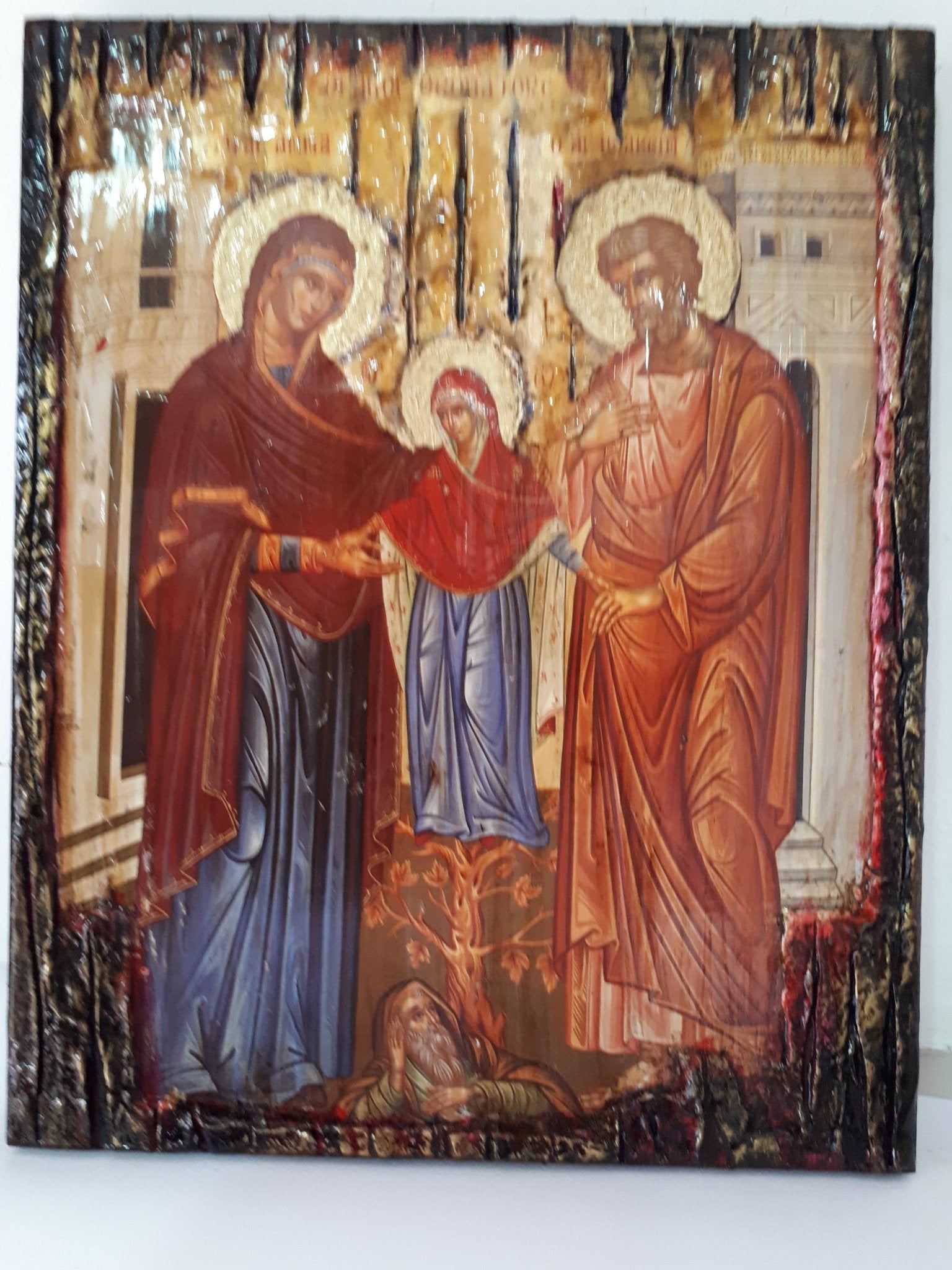 The Holy Forefathers Saints Anne And Joachim, With Virgin, Christianity Orthodox Byzantine Greek Icons - Vanas Collection