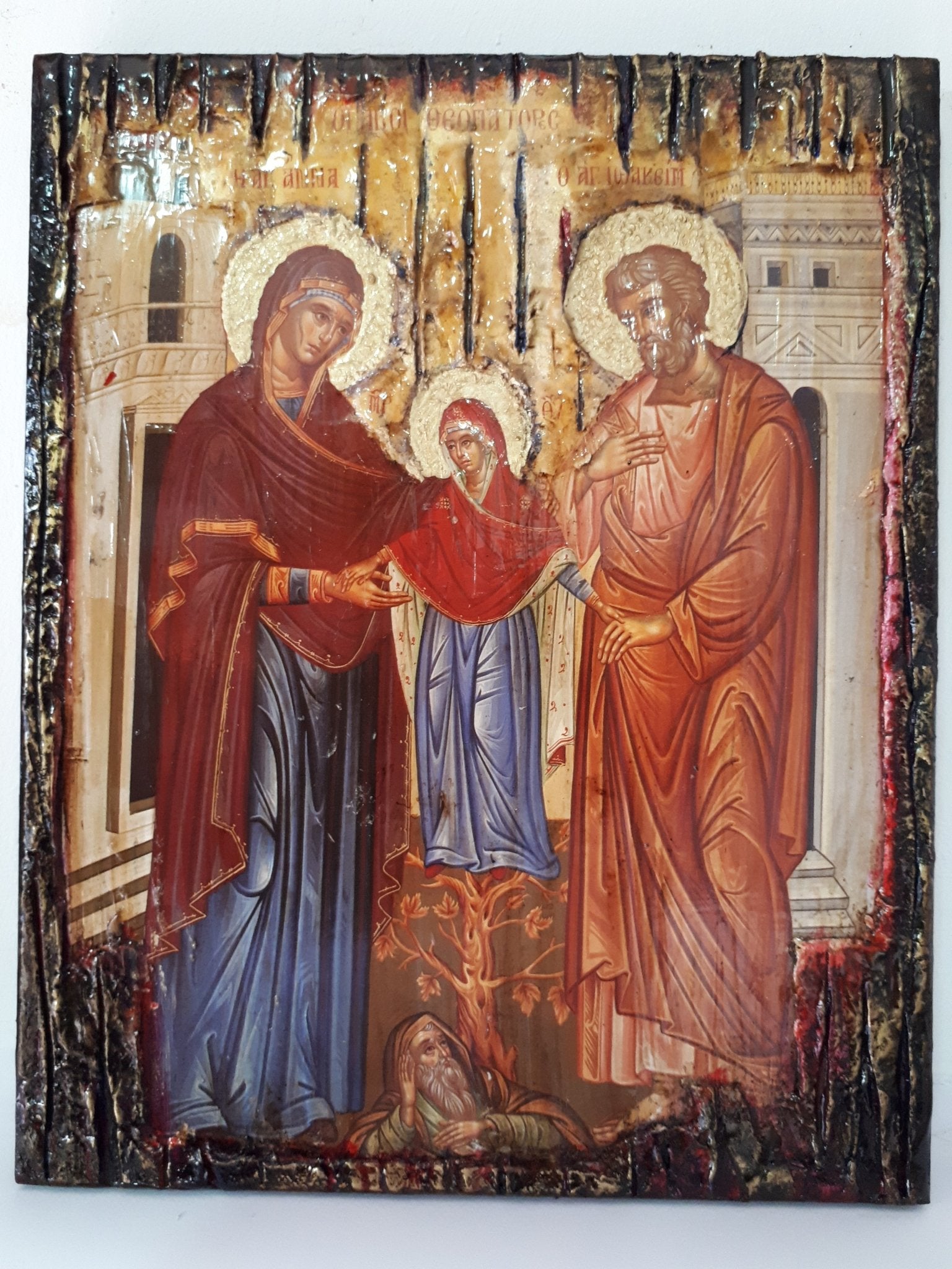 The Holy Forefathers Saints Anne And Joachim, With Virgin, Christianity Orthodox Byzantine Greek Icons - Vanas Collection