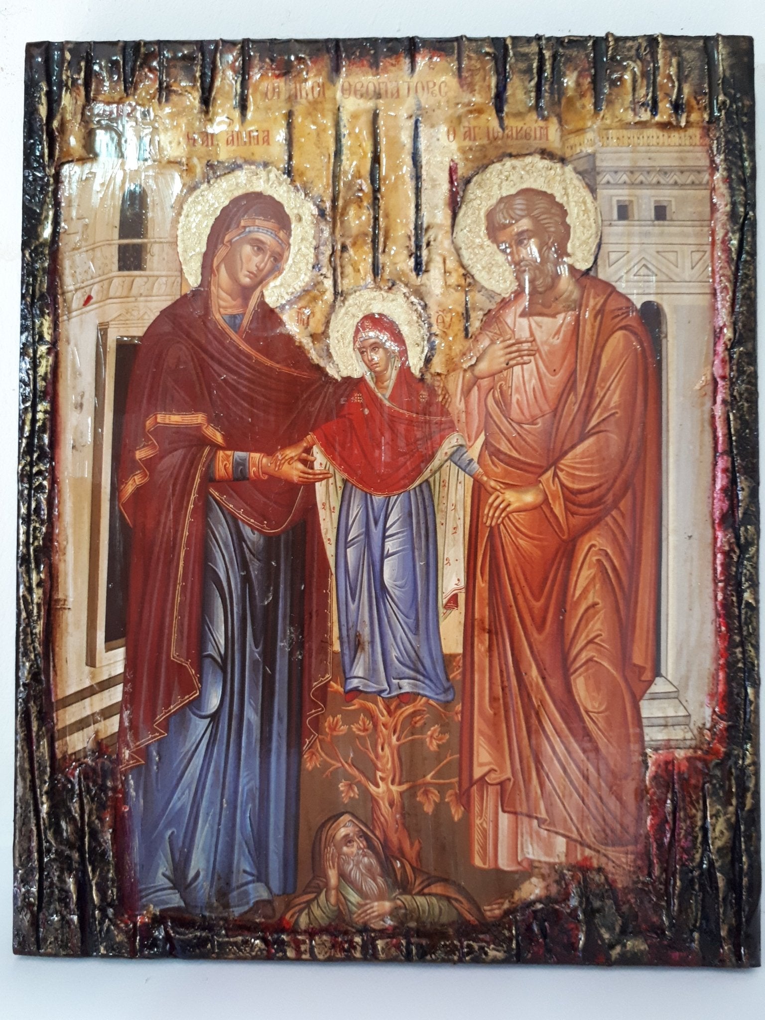 The Holy Forefathers Saints Anne And Joachim, With Virgin, Christianity Orthodox Byzantine Greek Icons - Vanas Collection