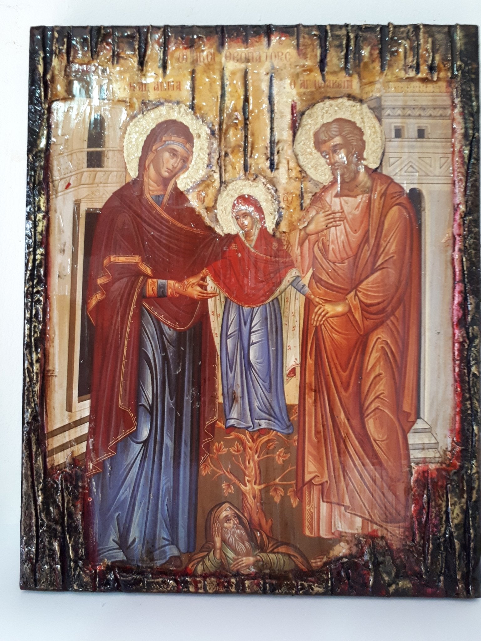 The Holy Forefathers Saints Anne And Joachim, With Virgin, Christianity Orthodox Byzantine Greek Icons - Vanas Collection