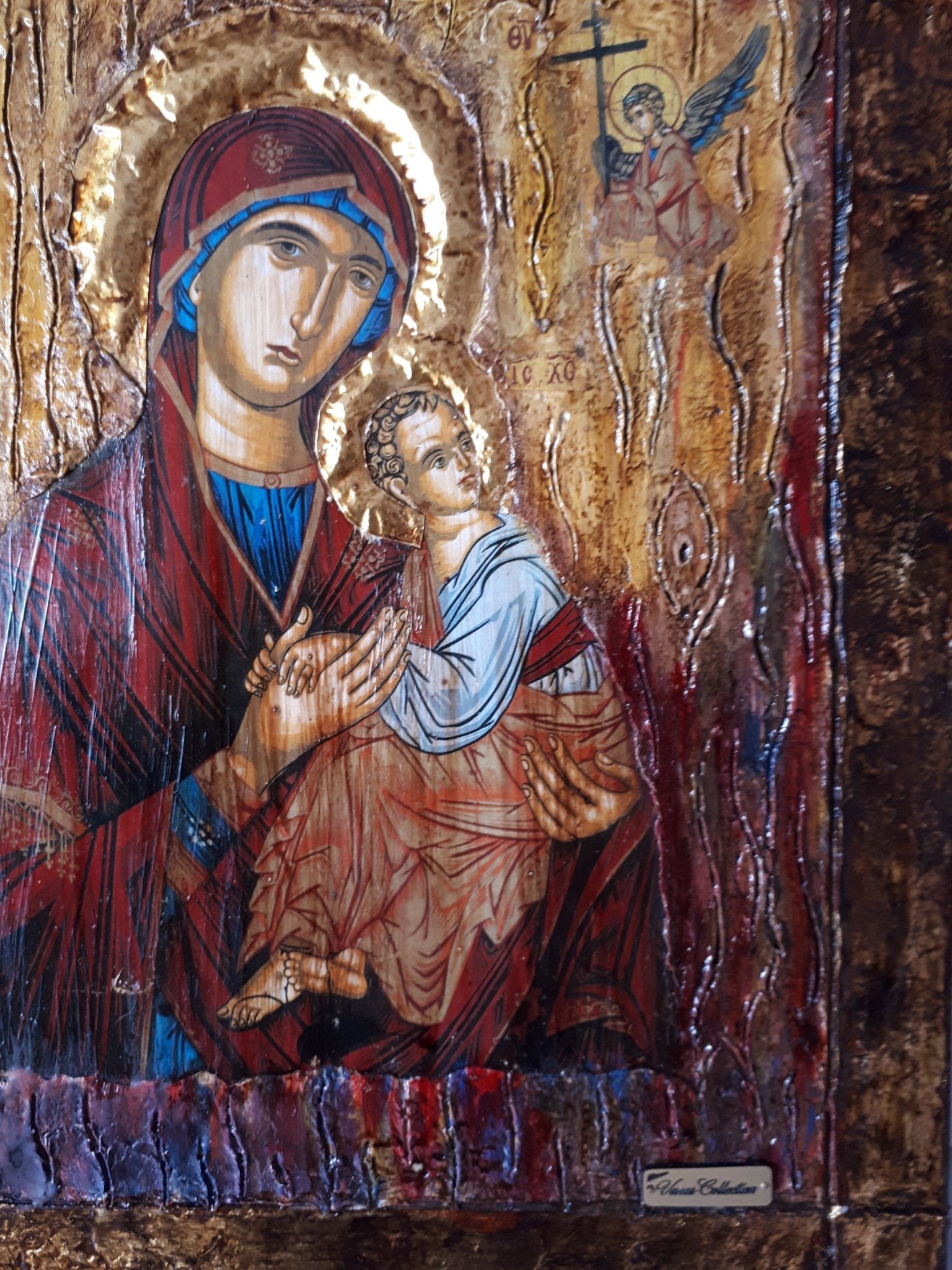 Virgin Mary "Amolyntos" with Jesus Christ Icon - Greek Orthodox Byzantine Icon - Vanas Collection