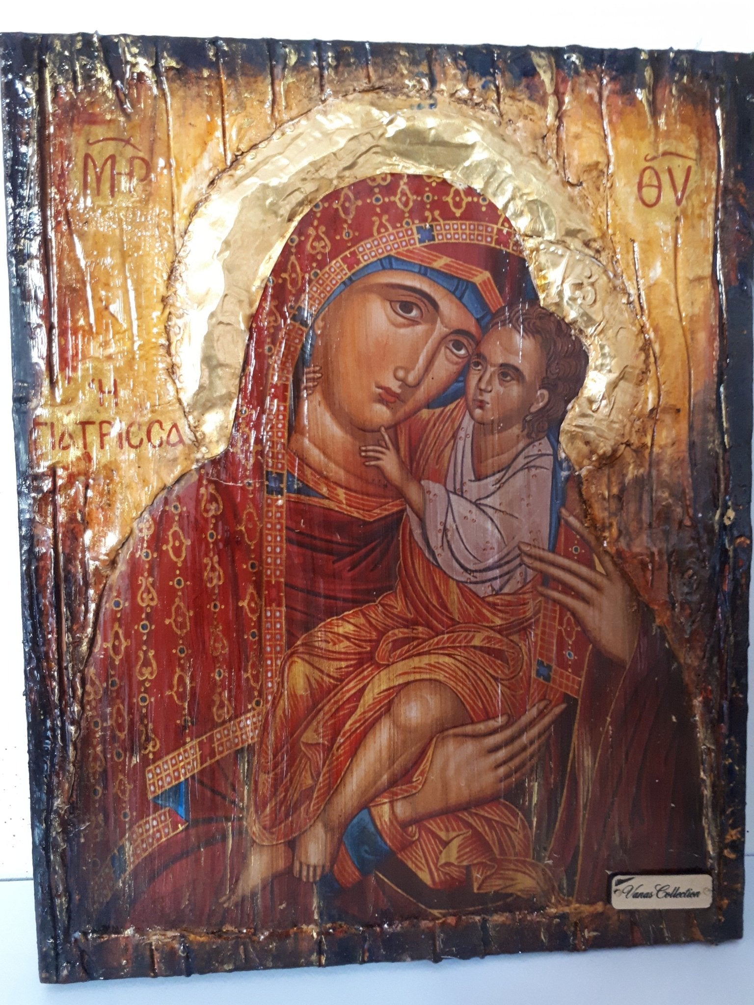 Virgin Mary Giatrissa with Jesus Christ icon- Greek Orthodox Byzantine Handmade Icons - Vanas Collection