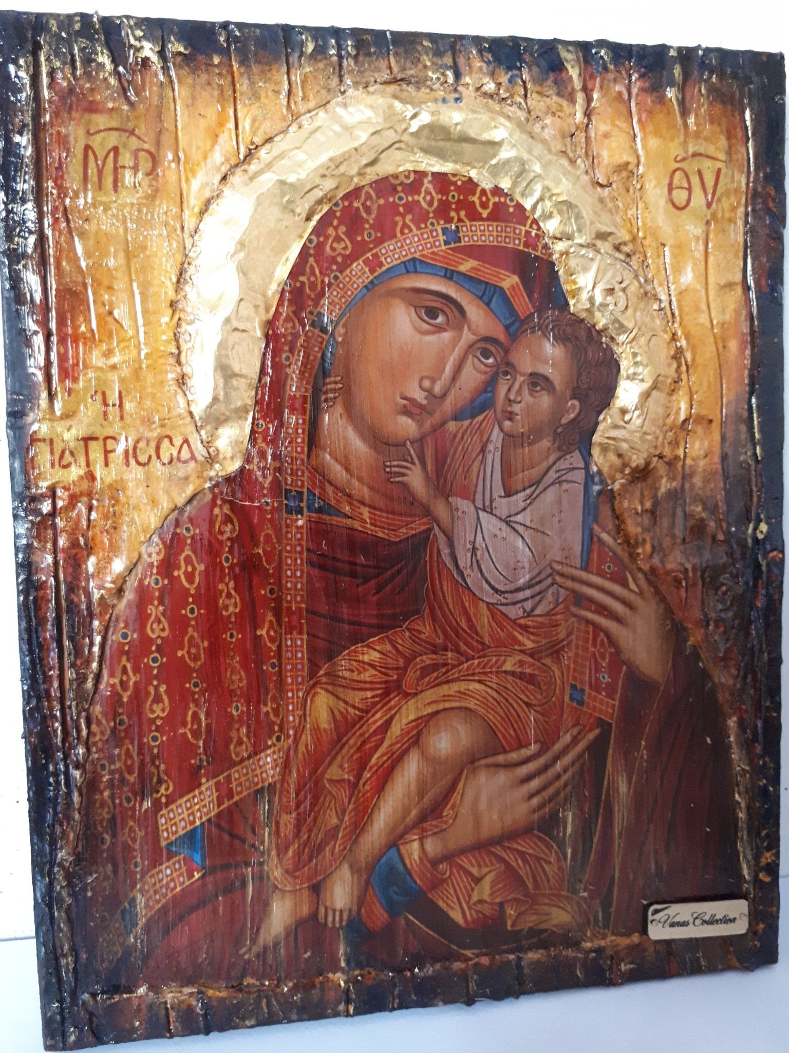 Virgin Mary Giatrissa with Jesus Christ icon- Greek Orthodox Byzantine Handmade Icons - Vanas Collection