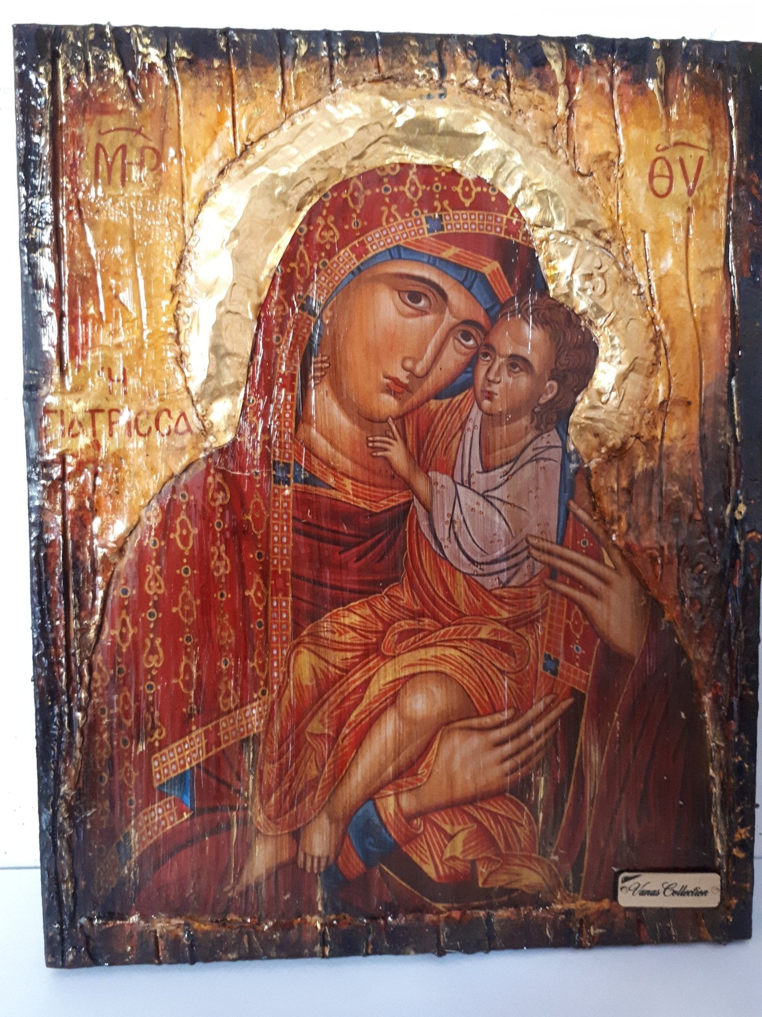 Virgin Mary Giatrissa with Jesus Christ icon- Greek Orthodox Byzantine Handmade Icons - Vanas Collection