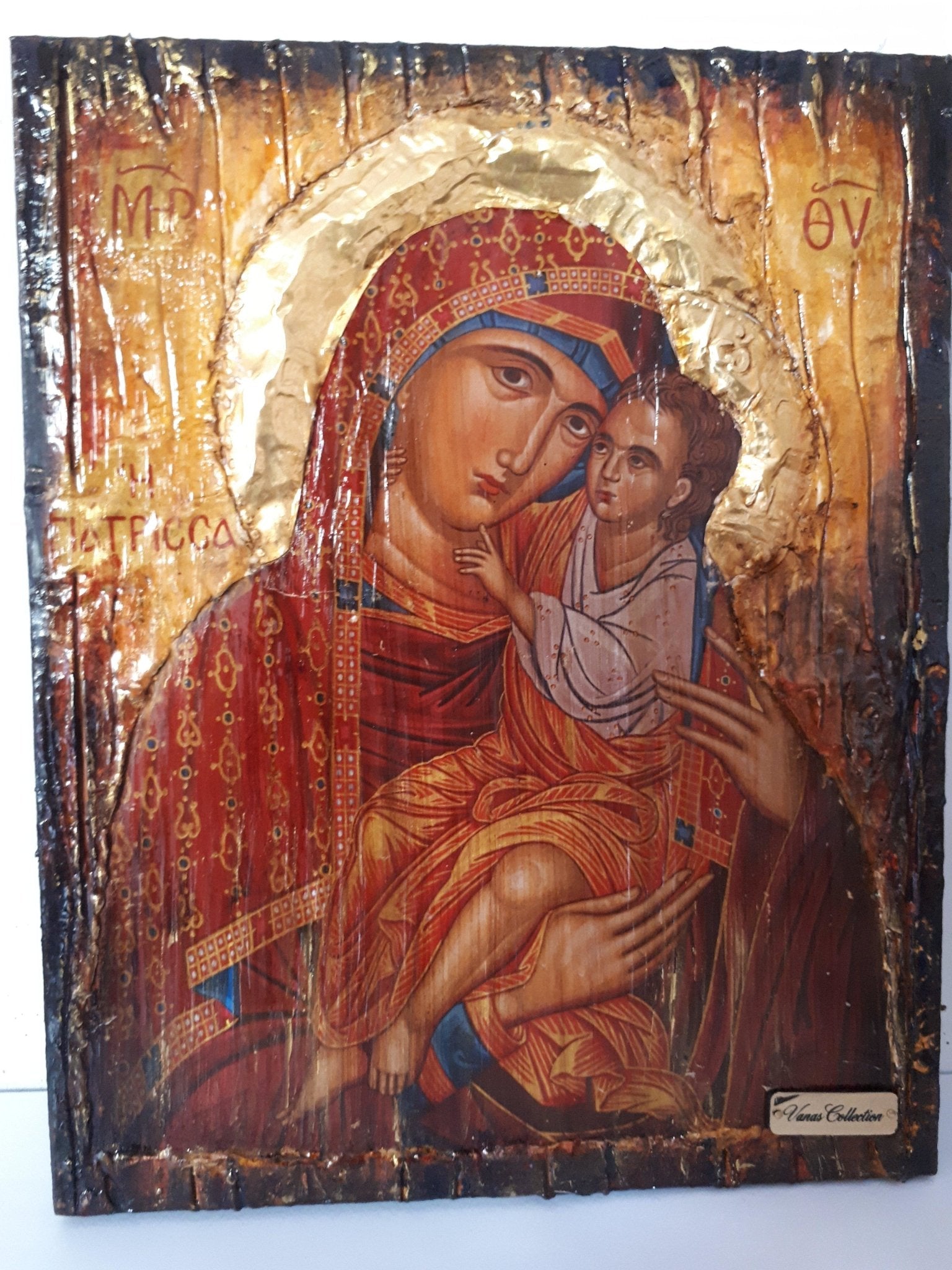 Virgin Mary Giatrissa with Jesus Christ icon- Greek Orthodox Byzantine Handmade Icons - Vanas Collection