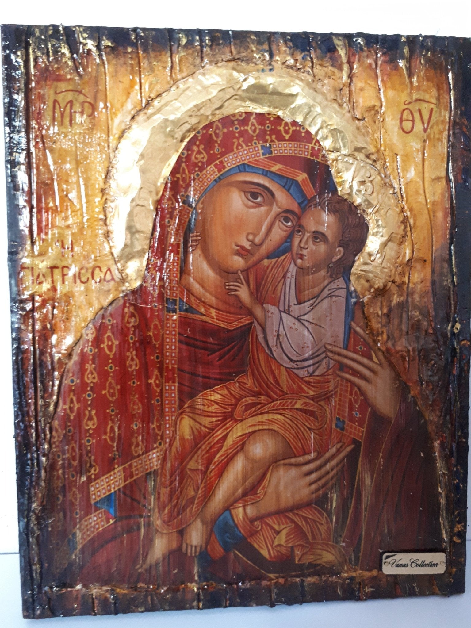 Virgin Mary Giatrissa with Jesus Christ icon- Greek Orthodox Byzantine Handmade Icons - Vanas Collection