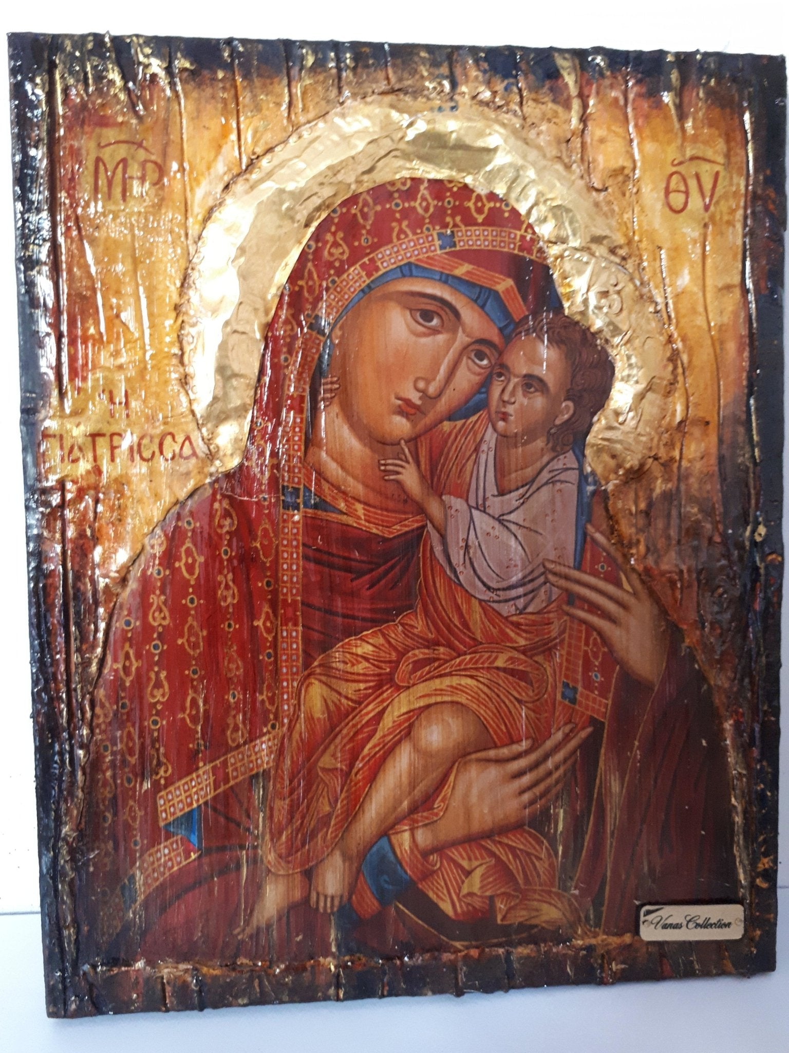 Virgin Mary Giatrissa with Jesus Christ icon- Greek Orthodox Byzantine Handmade Icons - Vanas Collection