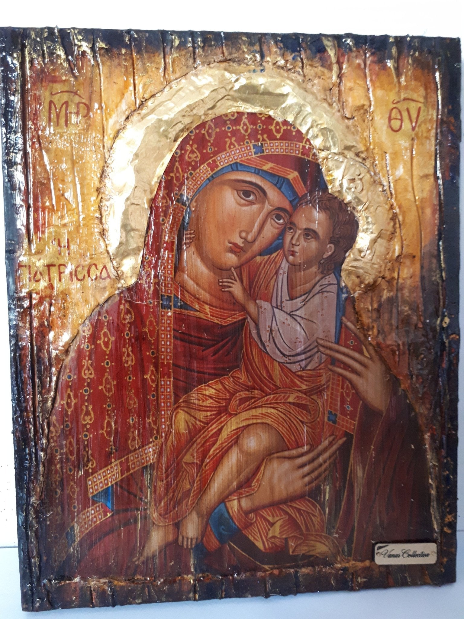 Virgin Mary Giatrissa with Jesus Christ icon- Greek Orthodox Byzantine Handmade Icons - Vanas Collection