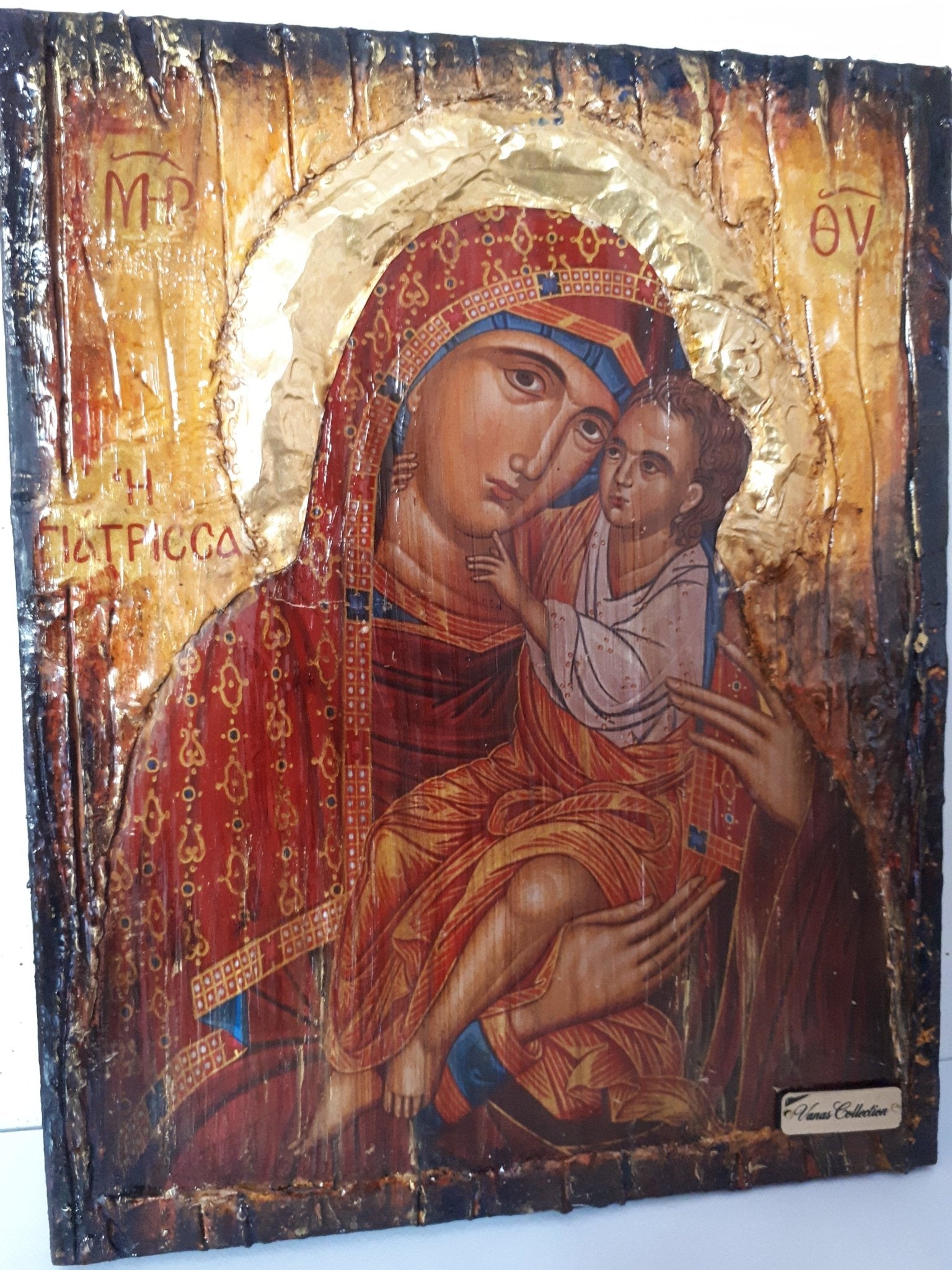 Virgin Mary Giatrissa with Jesus Christ icon- Greek Orthodox Byzantine Handmade Icons - Vanas Collection